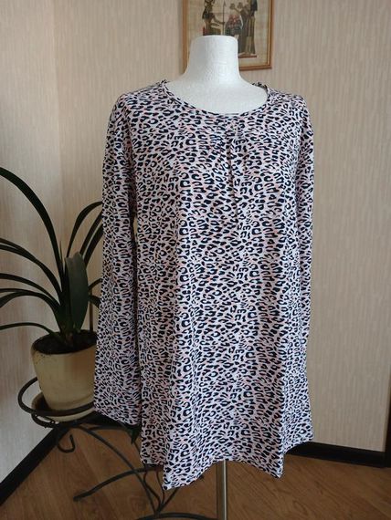 Женский лонгслив пижамная футболка с длинным рукавом 4XL