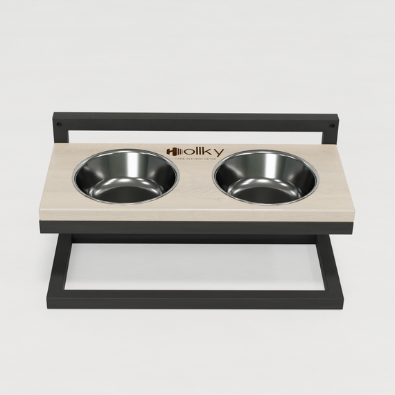 Миски на регульованій підставці для маленьких собак Hollky Flex S (2 × 0.450 л) FS-422523-GRWH | Зображення 1