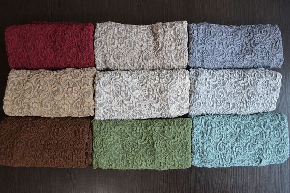 Жаккардовый чехол на угловой диван с юбкой Бежевый | Зображення 6