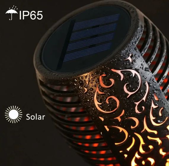 Водонепроницаемый фонарь 80 см с эффектом пламени Solar flame led light sensor activated | Зображення 3