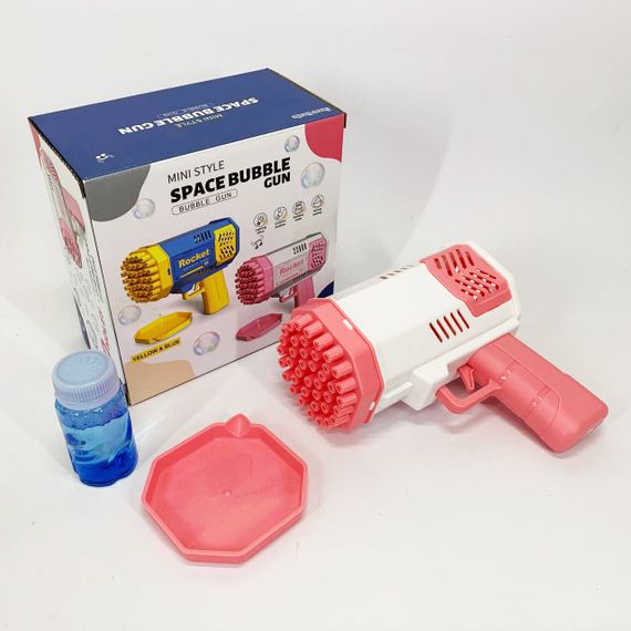 Детский пистолет мыльные пузыри Rocket Bubble Gun 15,8 см автоматический. Цвет: розовый PQ-62 | Зображення 7