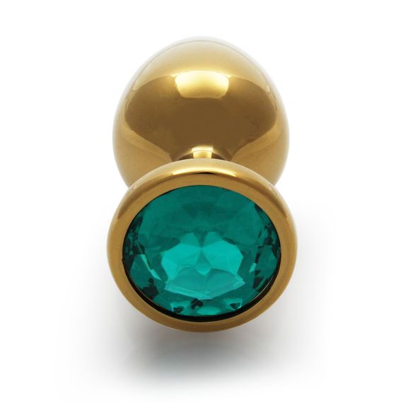 Металлическая анальная пробка Round Gem, размер M, цвет: золотистый/изумрудный Ouch! (Нидерланды) Sex Aura | Зображення 4