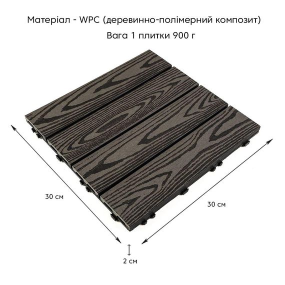 Композитна плитка WPC антрацит 30*30CM*2СM (D) SW-00001708 | Зображення 1