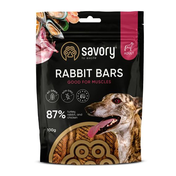 Джерки Savory Bars With Rabbit, батончики з кроликом, 100 г