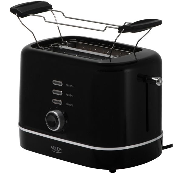 Тостер Adler AD 3224 black 850Вт/ 2 відділення/7 режимів підсмажування/розморожування/підігрів булок | Зображення 2