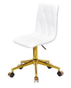 Стул Melvin GD-Modern Office с золотой крестовиной на колесиках, мягкое сиденье экокожа цвет белый