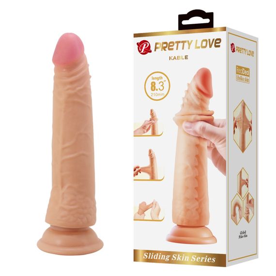Фалоімітатор на присосці, з хребтом та ефектом ковзної шкіри LyBaile - Sliding Skin 8,3” Flesh, BW-007006NRG sexstyle