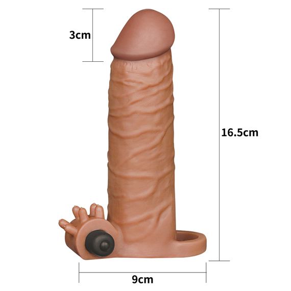 Насадка на член - Pleasure X-Tender Vibrating Penis Sleeve Add 2" Brown | Зображення 2