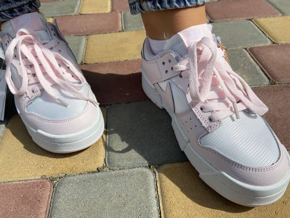 Жіночі кросівки NIKE DUNK, натуральна шкіра, білі з рожевими вставками | Зображення 3