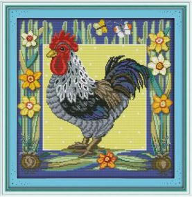 Набір для вишивання за нанесеною на канву схемою "The cock". AIDA 14CT printed 38*38 см