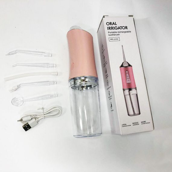 Ирригатор для чистки зубов и полости рта Oral Irrigator с аккумулятором и сменными насадками. Цвет: розовый | Зображення 5