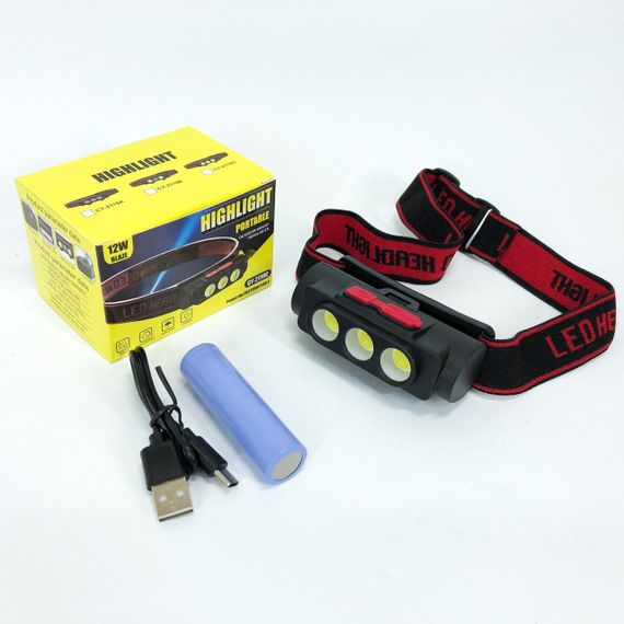 Налобний ліхтар для сантехніка PLD-2119B-XPE+2COB(white+red), Наголовний ліхтар для нічної їзди YM-59 | Зображення 1