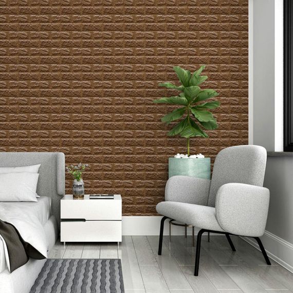 3D панель самоклеюча цегла Коричневий 700х770х7мм (020-7) SW-00000053 | Зображення 4