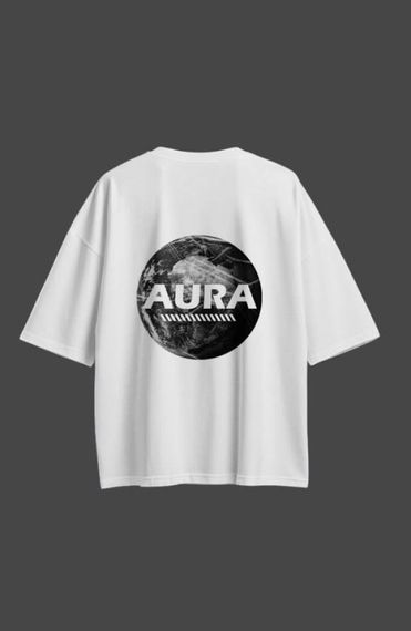 Oversize футболка з принтом Aura біла | Зображення 2