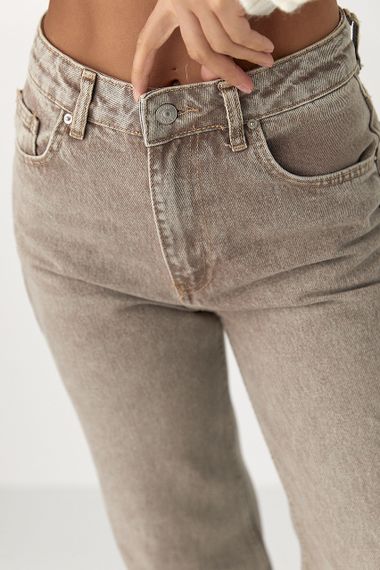 Широкі прямі джинси з високою посадкою - кавовий цвет, 40р (є розміри) | Зображення 3