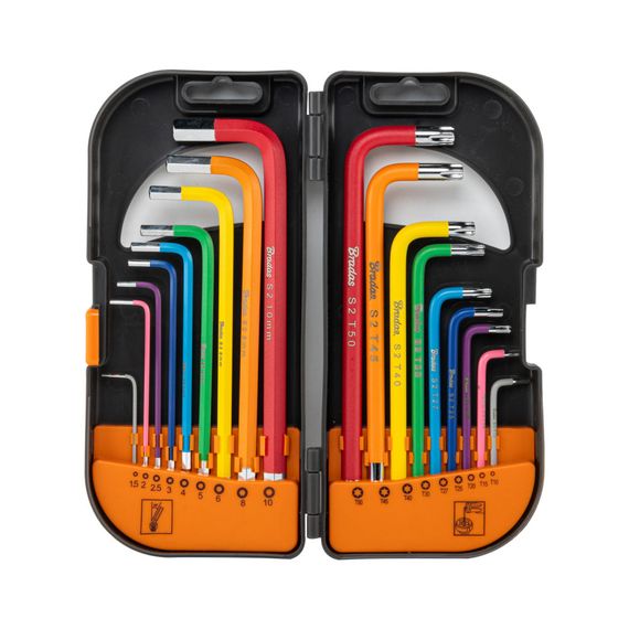 Набір торцевих і шестигранних ключів Bradas з кулястим наконечником HX 1,5-10 мм TX 10-50 18 шт, довгий (DIY-HKBT42-LO/BOX) | Зображення 1