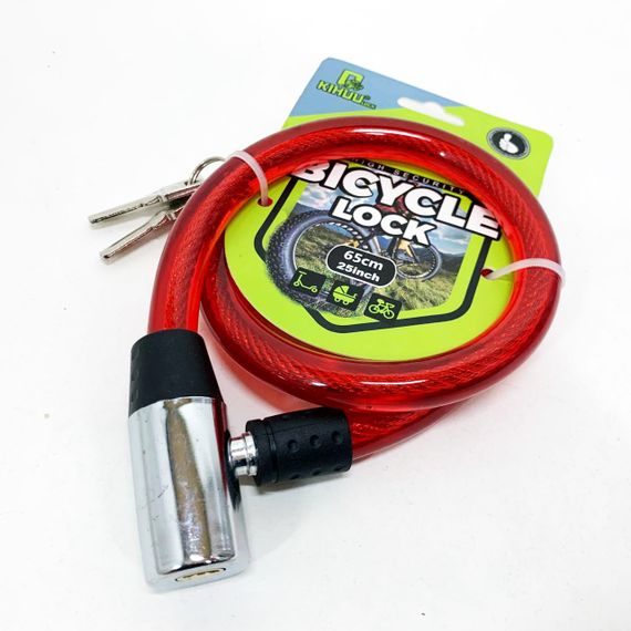 Замок велосипедний KIHUU LOCK 185, 15*65 тросовий, 2 ключі. Колір: червоний | Зображення 2