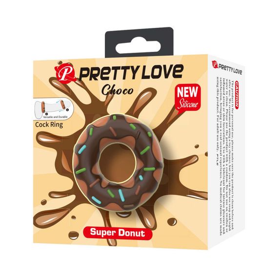 Ерекційне кільце Pretty Love Choco у формі пончика з кремом, коричневе, 4,6 × 2 см Sex Aura | Зображення 6