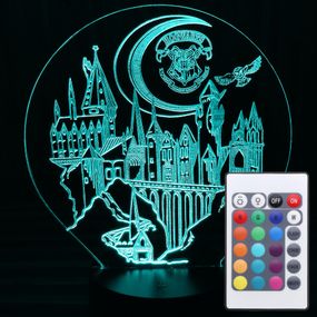 Акриловий світильник-нічник з пультом 16 кольорів Хогвартс tty-n000174