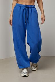 Однотонні спортивні штани із затяжками - синій цвет, ONE SIZE (є розміри)