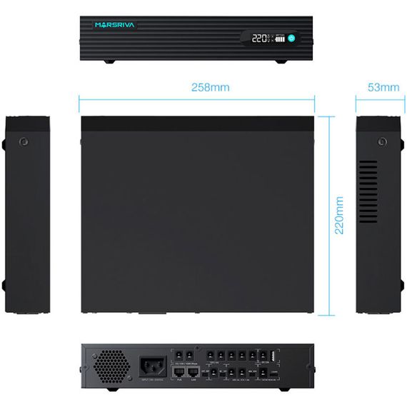 ДБЖ Marsriva DC UPS KP9 Pro 240VAC 12xDC+PoE24VGigabit1A+USB, 14V/16V/19V/24V/48V/53V 100W 24000mAh | Зображення 4