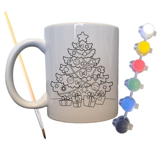 Набор для творчества кружка раскраска "Рождественские подарки" 330 мл белая (КР0053) | Зображення 1