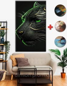 Картина на полотні "Green Black Tiger" 50х60 см + Подарунок покриття лаком на полотні