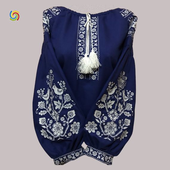 Рубашка Украинская вышиванка 231613 цвет синий размер 4XL