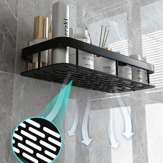 Металева полиця для ванної кімнати, 30х13х4,5 см, Bathroom shelf / Самоклеюча полиця органайзер / Поличка для ванни | Зображення 1