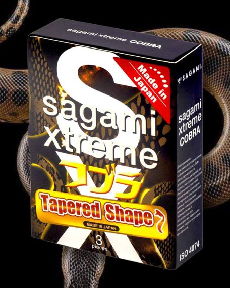 Презервативы латексные Sagami Xtreme Tapered Shape Cobra упаковка 3 шт. Sex Aura | Зображення 3