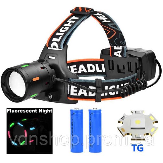 Налобний ліхтар зі зручним ремінцем для голови BL-T207-TG, Головний ліхтар із зарядним пристроєм ZS-93 | Зображення 3