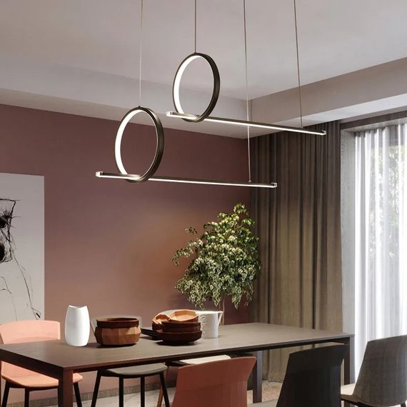 Люстра світлодіодна підвісна LED світильник для квартири на стелю лед 27173 Чорний 50-150х25х100 см. | Зображення 1