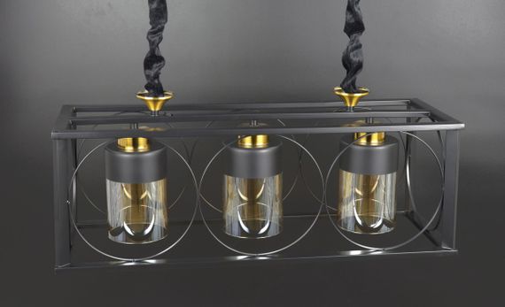 Люстра підвісна LOFT на 3 лампочки 25801 Чорний 35-110х24х62 см. | Зображення 1