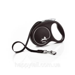 Поводок-рулетка Flexi для собак Black Design лента черная размер M 5 м/25 кг