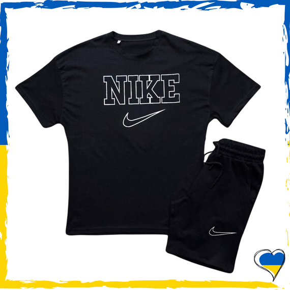 Комплект шорти Nike + футболка Nike чорна. S M L XL XXL