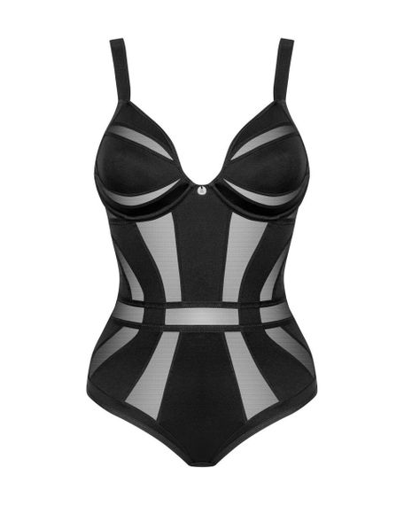 Боді із напівпрозорими вставками Chic Amoria Obsessive, чорне, XS/S Sex Aura | Зображення 2