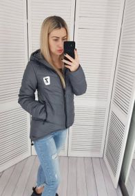 Жіноча демісезонна куртка з емблемою, арт.210/7, графіт