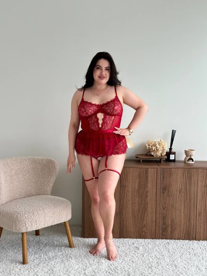 Бордовий комплект білизни PLUS SIZE | Зображення 2
