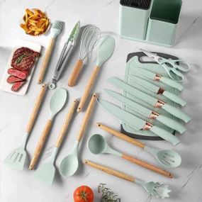 Набір кухонного приладдя 19 предметів Kitchen Set Бірюзовий