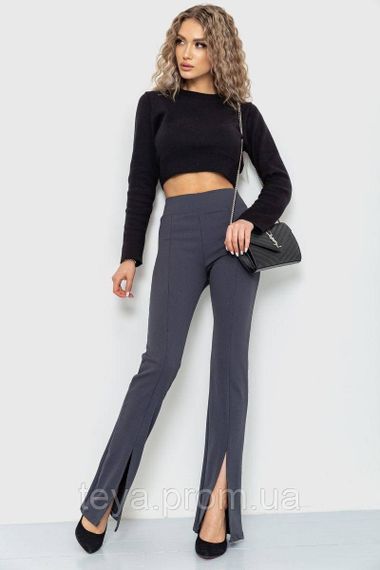 Лосини жіночі в рубчик кльош колір темно-сірий розмір XL FA_006246