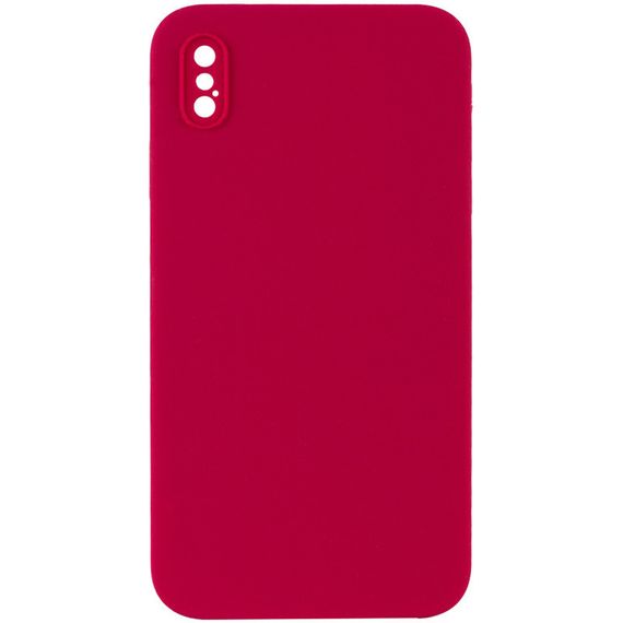 Чохол Silicone Case Square Full Camera Protective (AA) NOLOGO для Apple iPhone XS Max (6.5") Червоний / Rose Red