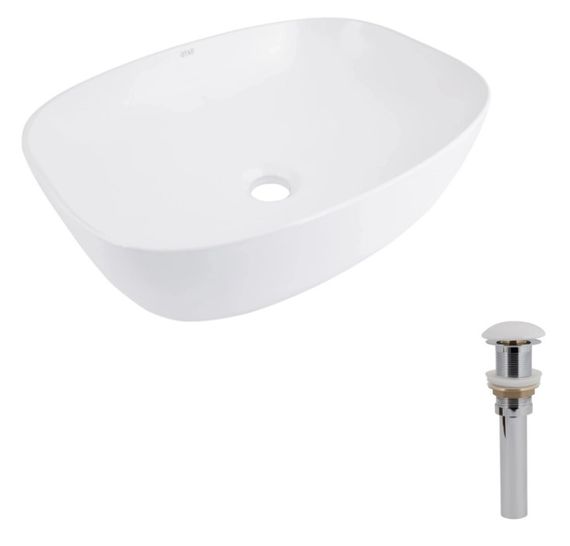 Раковина накладна Qtap Cardinal 600x380x140 White з донним клапаном QT04116257W48465 | Зображення 3