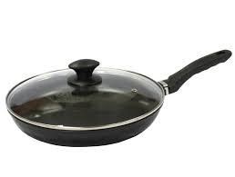 Сковорода d28 см скляна кришка а/п Non Stick чорна PN-28B Interos