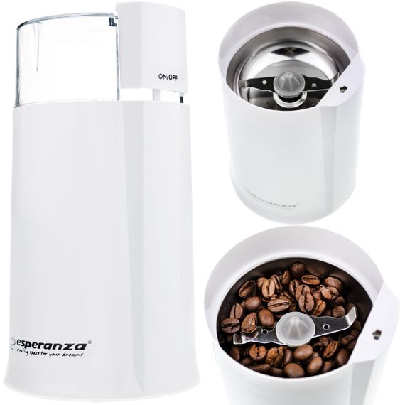 Кавомолка електрична Esperanza EKC001W Espresso 160 Вт, ножова, 50 г, біла | Зображення 2