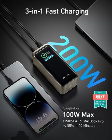 Портативний зарядний пристрій Anker Prime - 20000 mAh 200W PD Black | Зображення 1