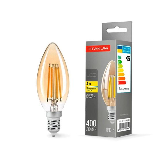 Світлодіодна лампа TITANUM  Filament C37 4W E14 2200K бронза