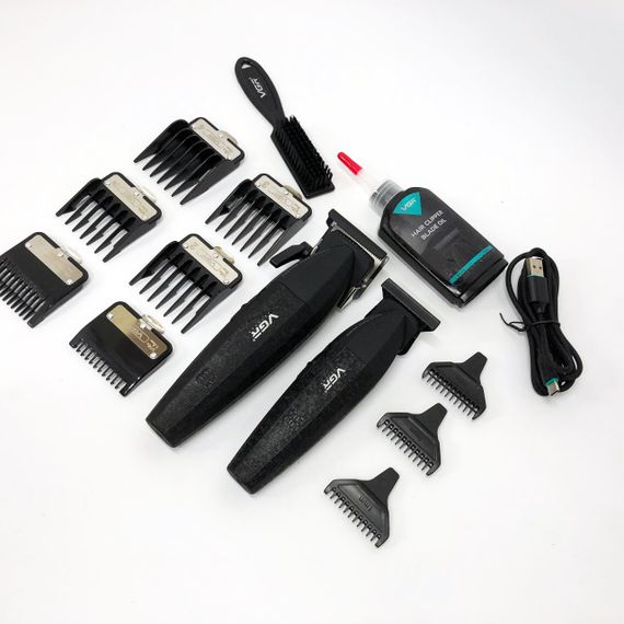 Профессиональный набор для стрижки волос VGR V-640 аккумуляторный Barber Combo PREMIUM. Цвет: черный | Зображення 9
