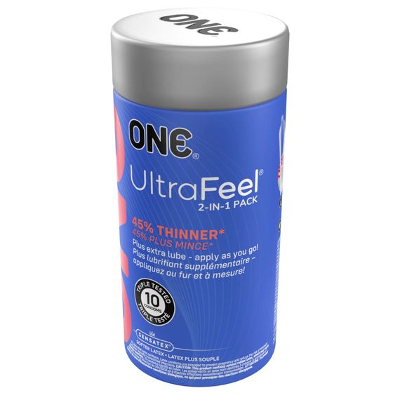 Презервативи ONE Ultra Feel, ультратонкі, з додатковою змазкою, 10 шт, подарункове паковання-тубус | Зображення 3