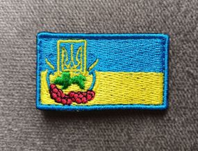 Шеврон прапорець з калиною (синій кант)