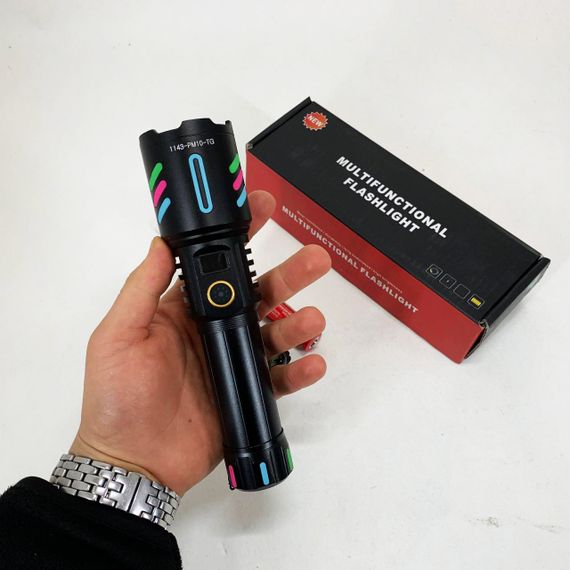 Ручний ліхтар з 18650 акумулятором, Світлодіодний робочий ліхтар перезаряджуваний портативний GF-76 | Зображення 5